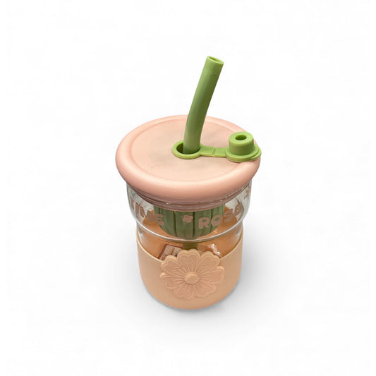 BIGMAN Citrus Juicer Glass Cup with Straw 450ml