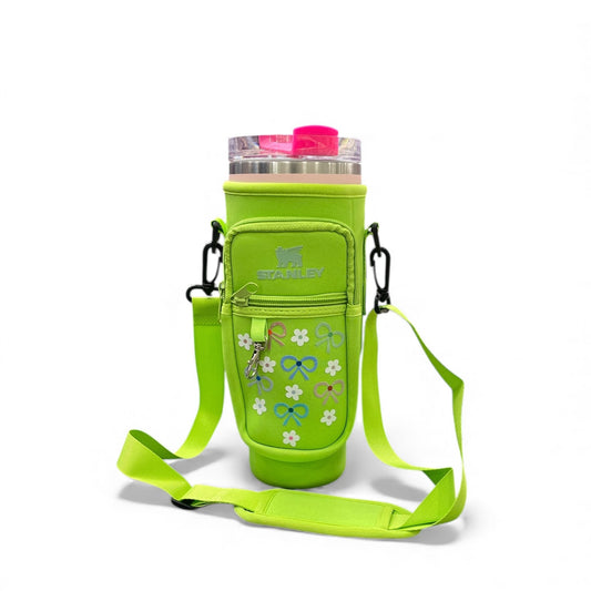 BIGMAN Neon Green Bow Stanley Tumbler Bag