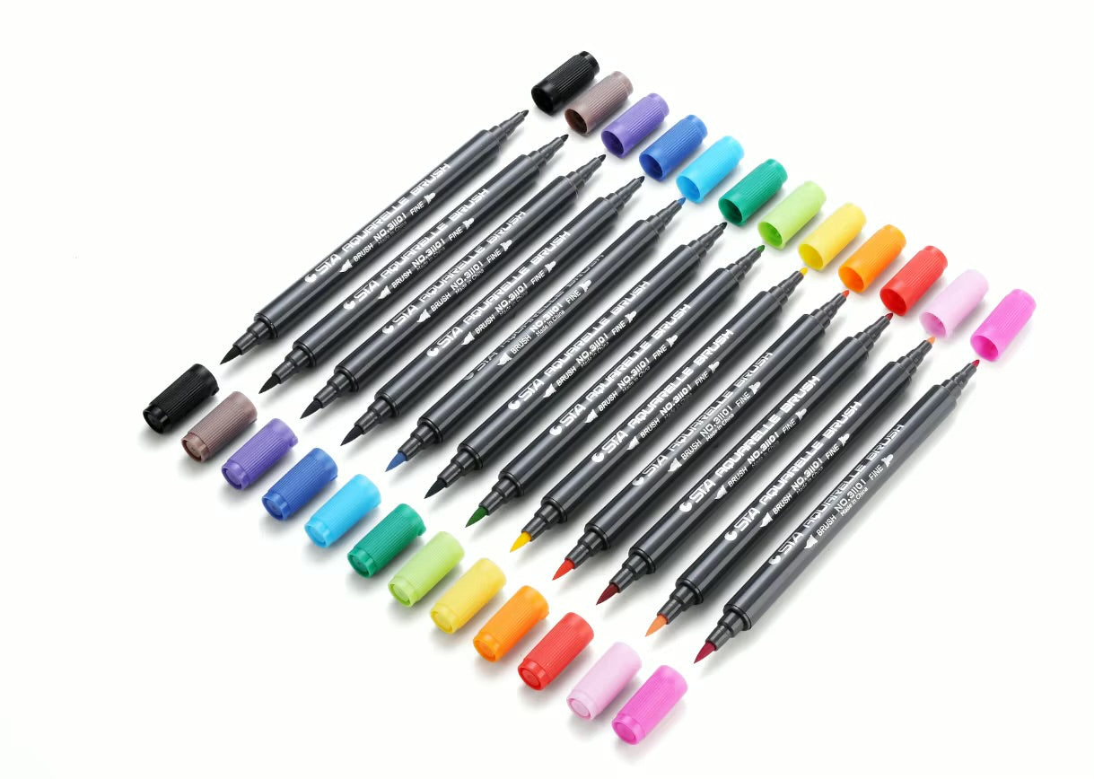 BIGMAN Dual-Tip Brush & Fine Marker Set of 48