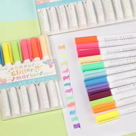 BIGMAN Shake & Press Glitter Marker Set of 12