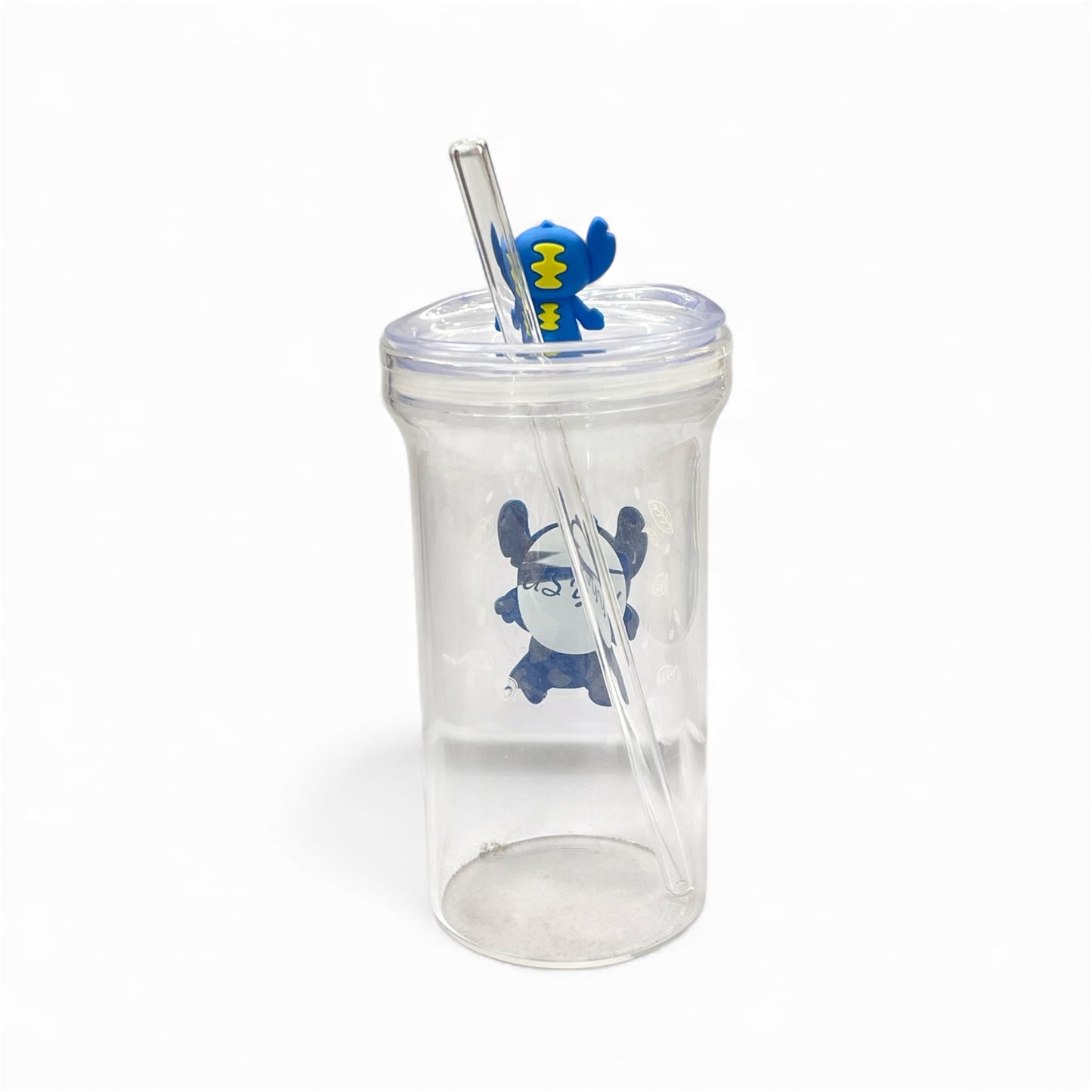 BIGMAN Blue Stitch Edition Coffee & Juice Glass Cup With Straw 350mlo