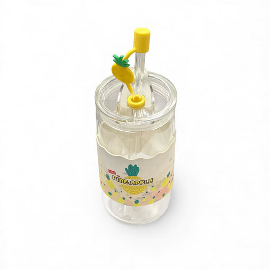 BIGMAN Pineapple Edition Coffee & Juice Glass Cup With Straw 350ml