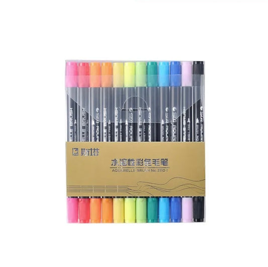 BIGMAN Dual-Tip Brush & Fine Marker Set 12 Colors