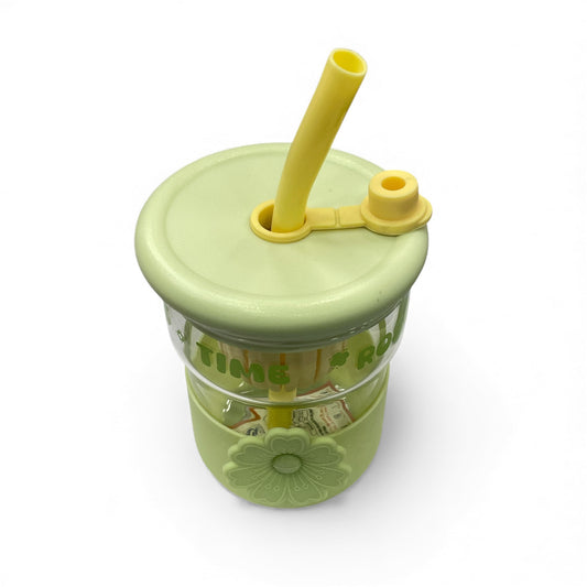 BIGMAN Citrus Juicer Glass Cup with Straw 450ml