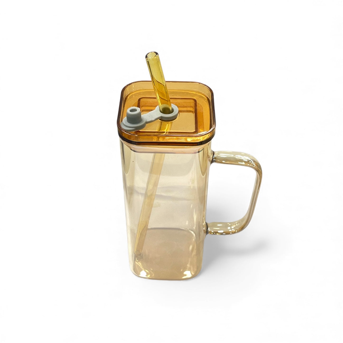 BIGMAN Simple Coffee & Juice Glass Cup With Straw 250ml