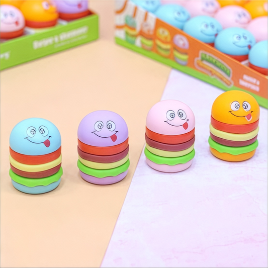 BIGMAN 2 in 1 Burger Style Eraser+ Dual-Hole Pencil Sharpener For Kids