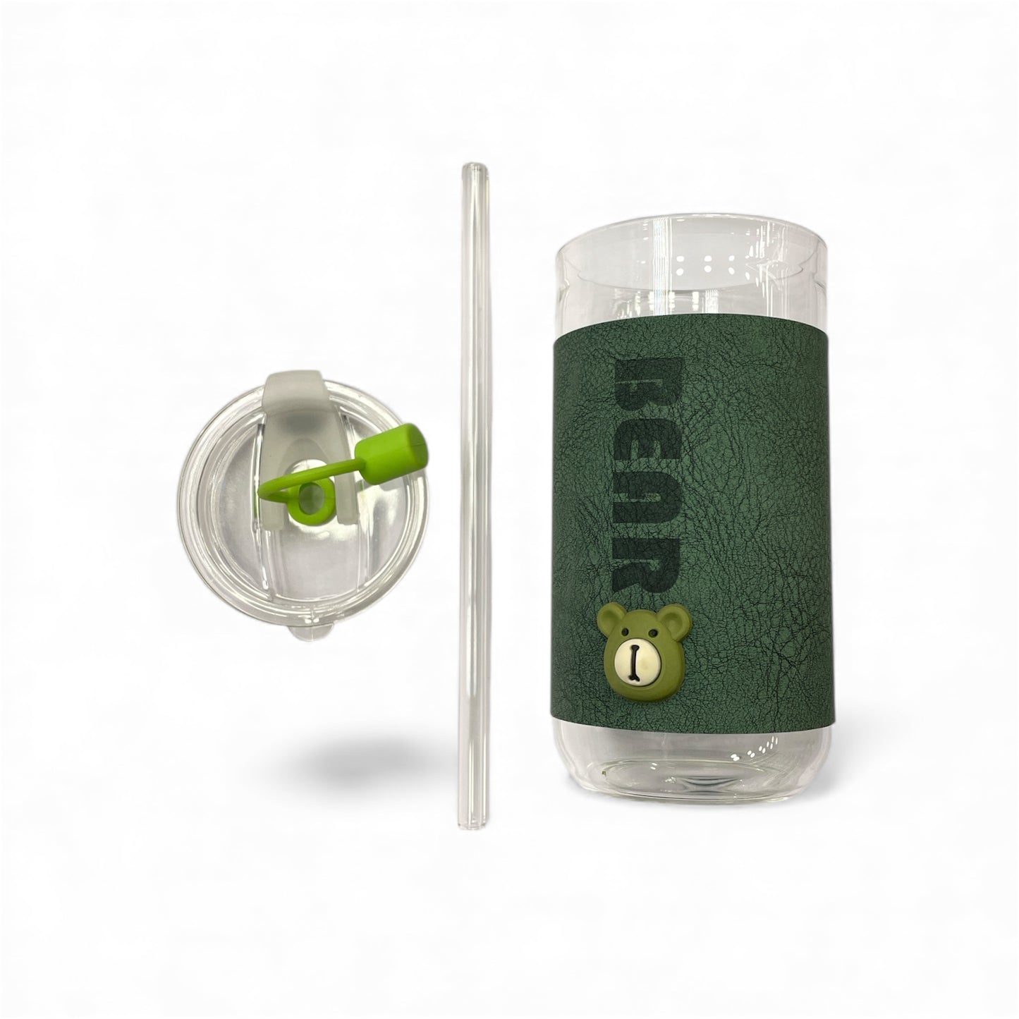 BIGMAN Bear Edition Coffee & Juice Glass Cup With Straw 350ml