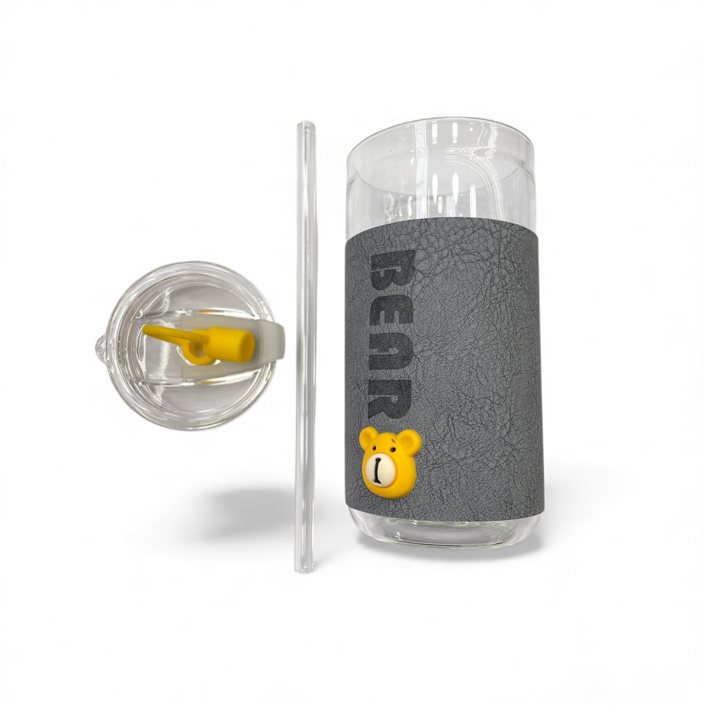 BIGMAN Bear Edition Coffe & Juice Glass Cup With Straw 350ml