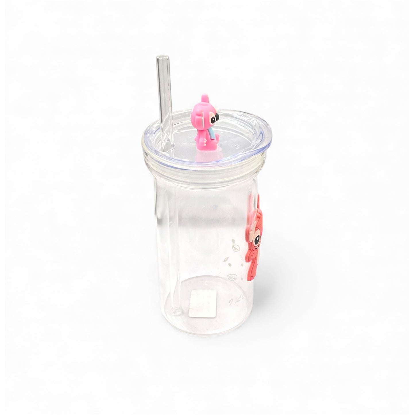 BIGMAN Pink Stitch Edition Coffe & Juice Glass Cup With Straw 350ml