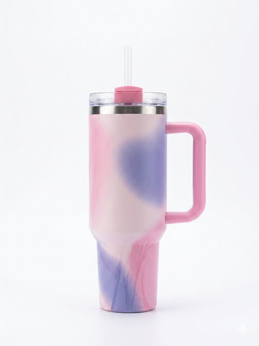 Bigman Marble Luxe 40oz Stainless Steel Insulated Tumbler with Handle & Straw | Premium Marble Design Travel Mug