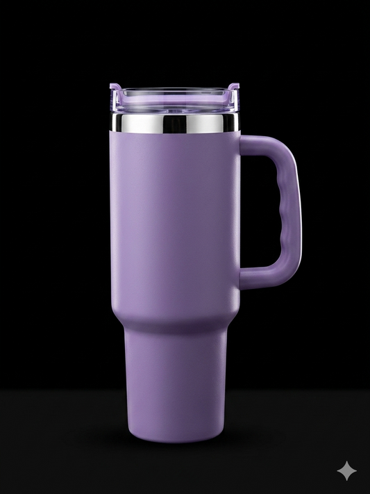 BIGMAN PureTone 40oz Tumbler with Handle & Straw | Large Insulated Stainless Steel Travel Mug Minimal Matte Cup for Hot & Cold Drinks