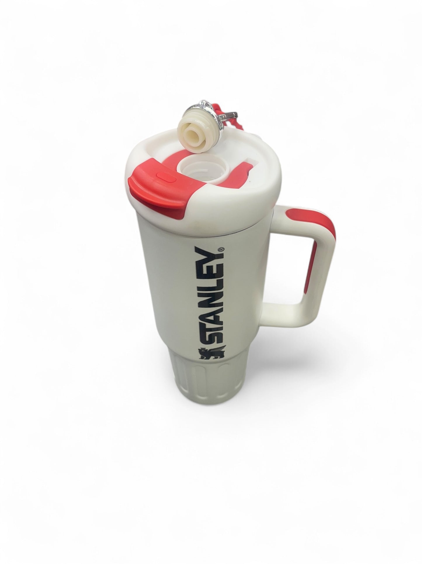 BIGMAN Classic White & Crimson Red Stanley Tumbler 40oz