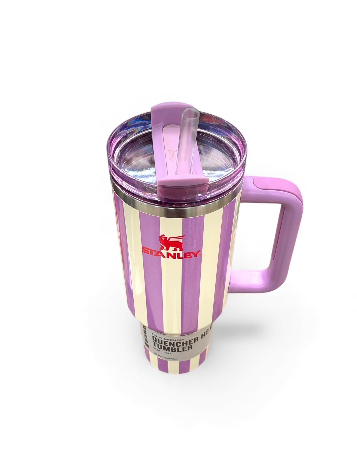 BIGMAN Elegant Series Purple & White Stripe Stanley Tumbler 40oz