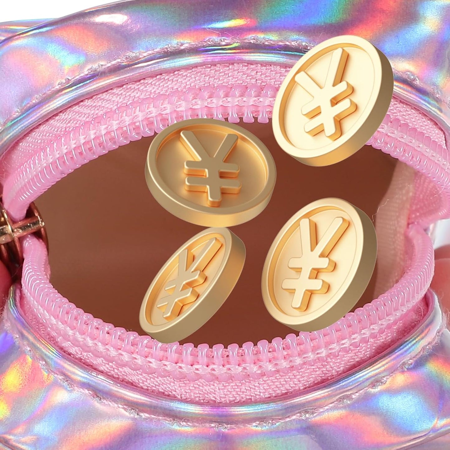Bigman Unicorn Luxe Mini Pouch Keychain – Holographic Cute Coin Purse, Mini Zipper Wallet for Girls, Kids & Accessories Storage