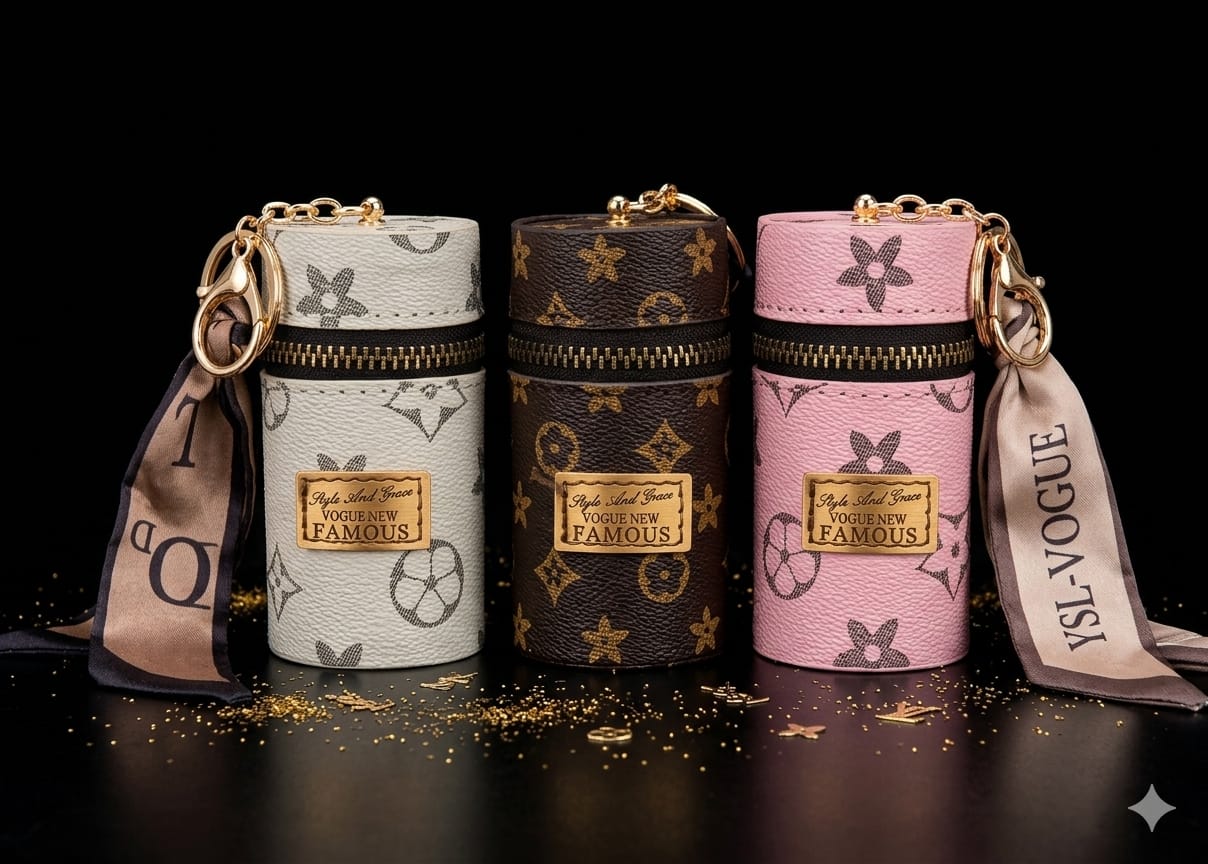 Bigman VogueCapsule Mini Pouch Keychain – Luxury Cylinder Coin Holder, Stylish Zipper Mini Wallet for Women & Girls