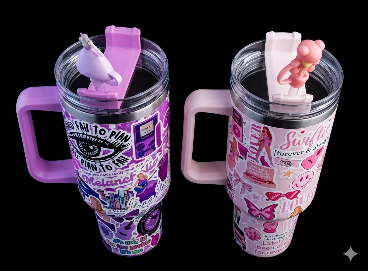 Bigman AestheticGlow Tumbler – Premium Vacuum Insulated Travel Mug with Handle & Straw | Trendy Aesthetic Collection | Hot & Cold Drink Tumbler