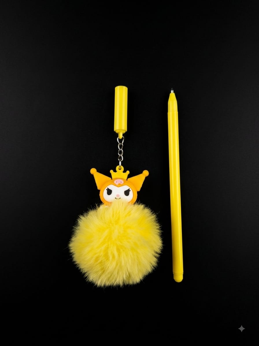 Bigman Yellow Fur Pom Pom Pen