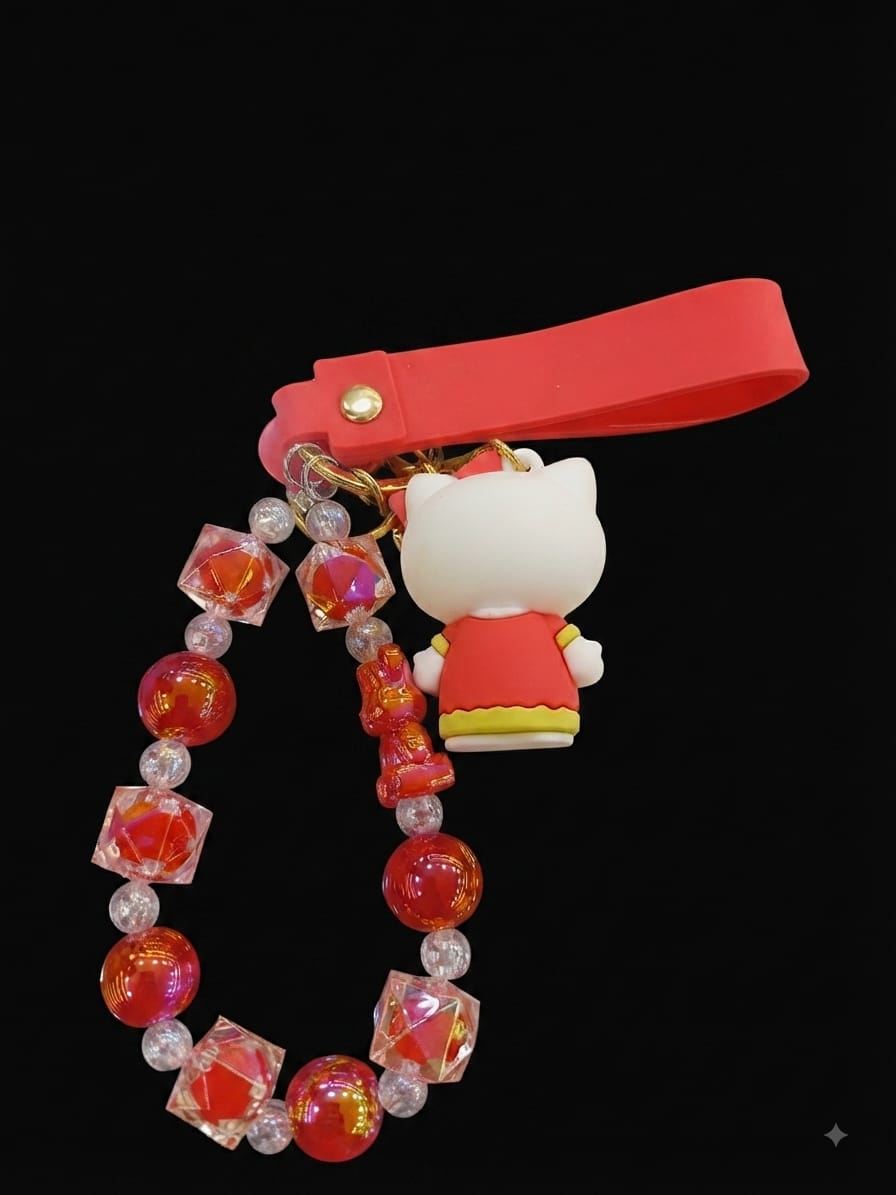 Red Hello Kitty Beaded Keychain