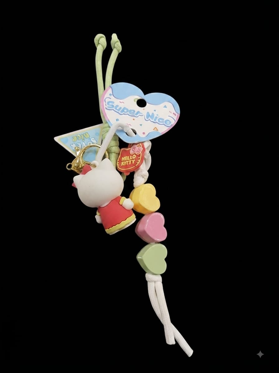 Cute Hello Kitty Heart Charm Keychain