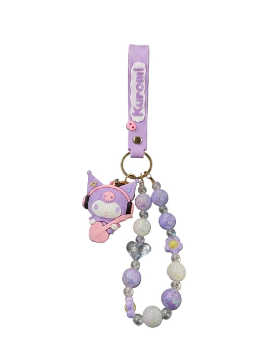 Purple Kuromi Beaded Keychain