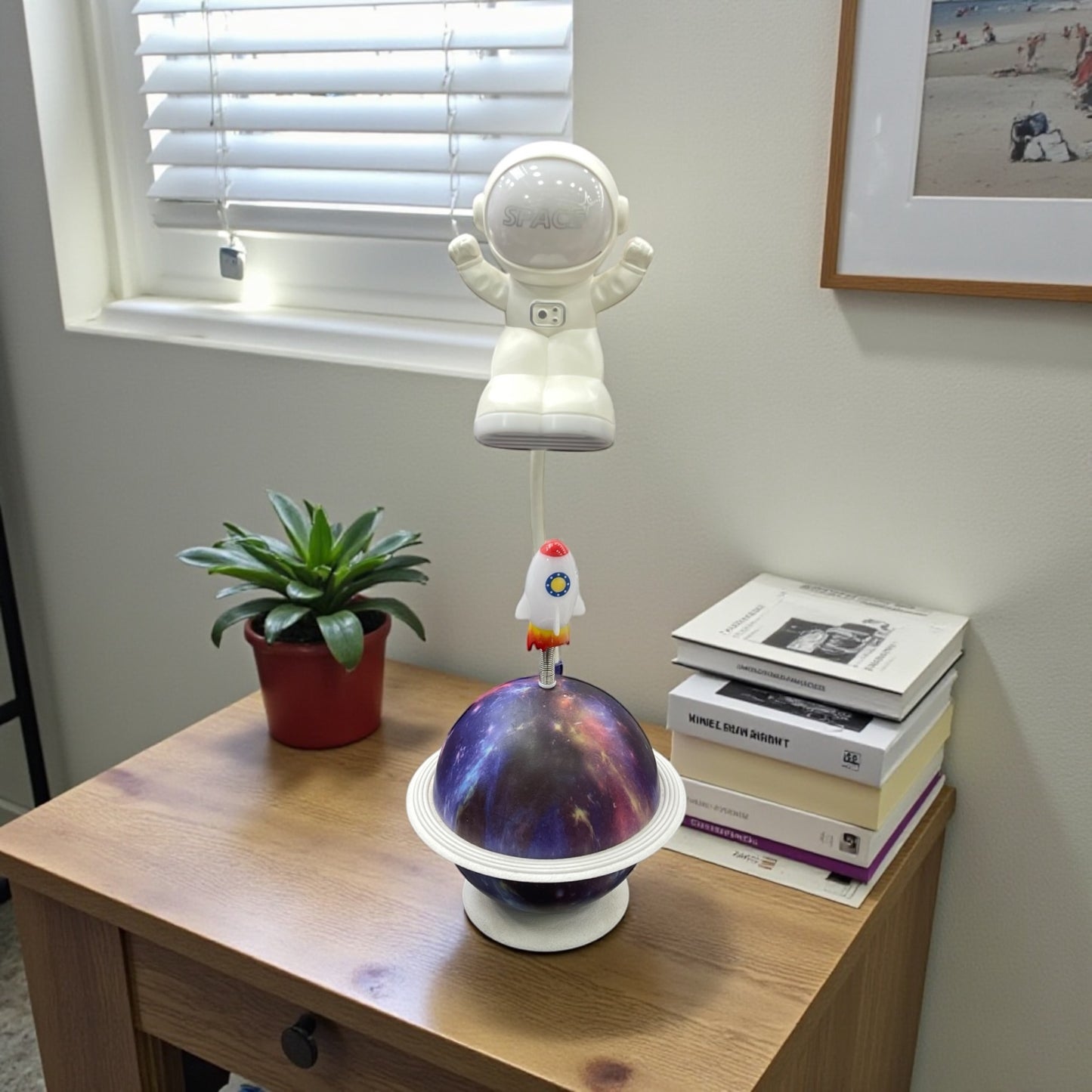 BIGMAN Astronaut LED Night Light Planetary Base with Flexible Rocket Neck