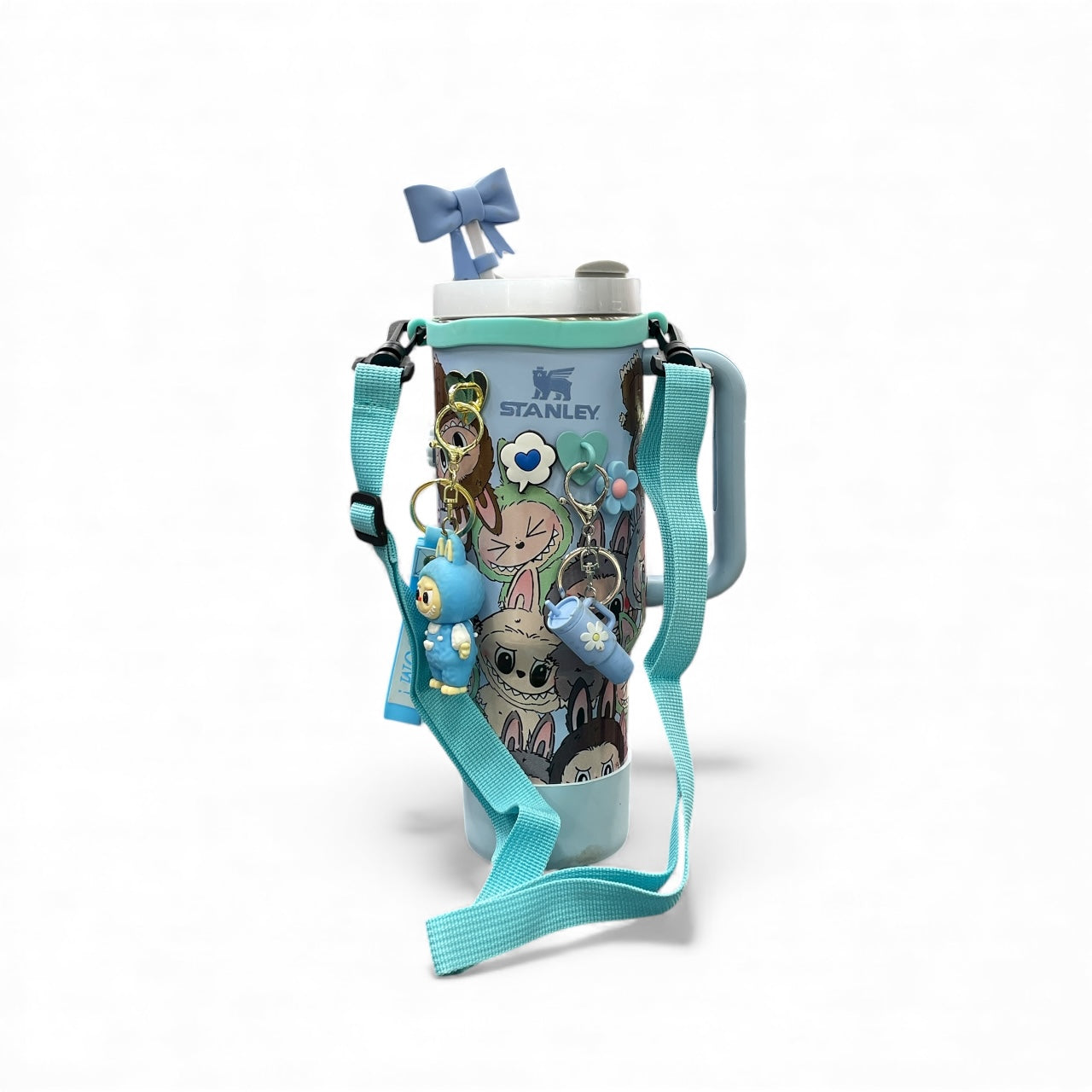 BIGMAN Blue Labubu Stanley Tumbler 40oz With Accessories