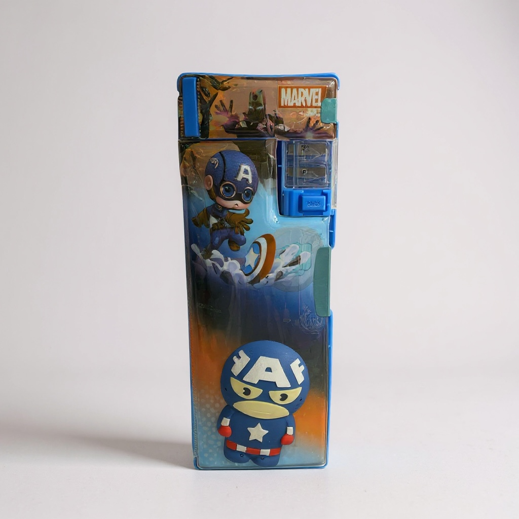 BIGMAN Marvel Captain America Magnetic Double-Sided Pencil Box With Sharpener