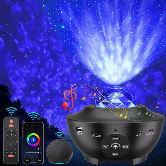 BIGMAN Starry Sky & Nebula Cloud Wave Laser Projector With Bluetooth Speaker