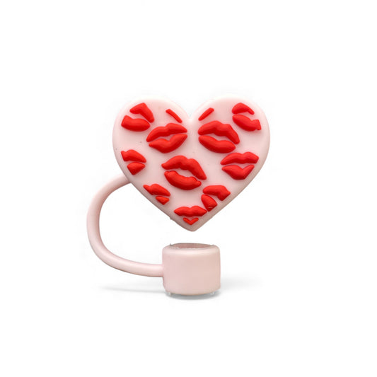 Kisses Heart Style Silicon Straw Topper