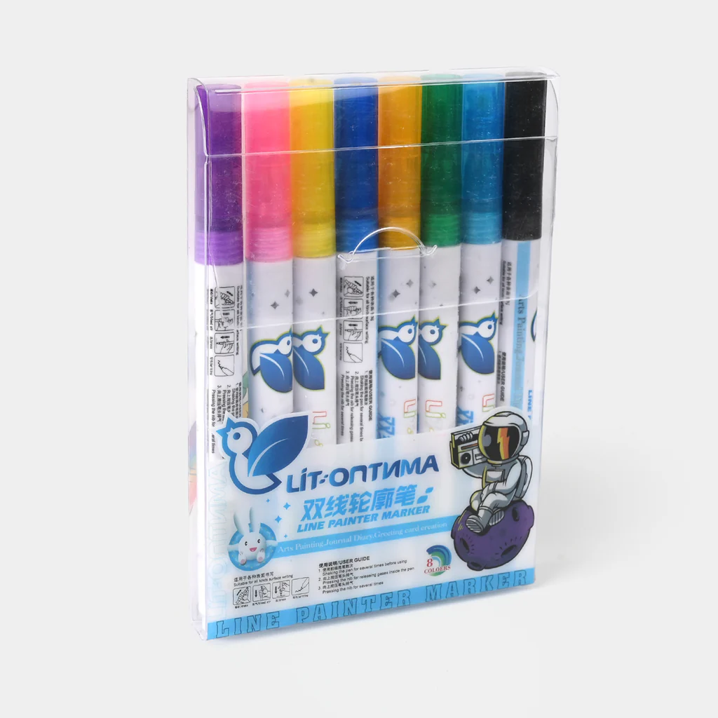 BIGMAN Lit-Optima Double Line Painter Marker Set Of 8