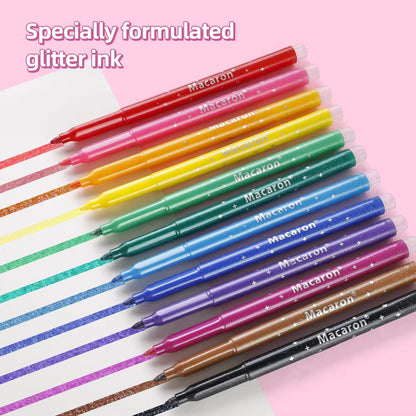 BIGMAN Macaron Glitter Marker Set Of 12