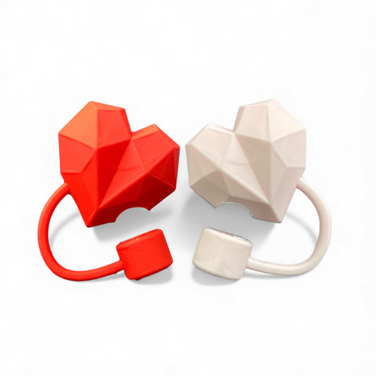 Diamond Heart Style Silicon Straw Topper