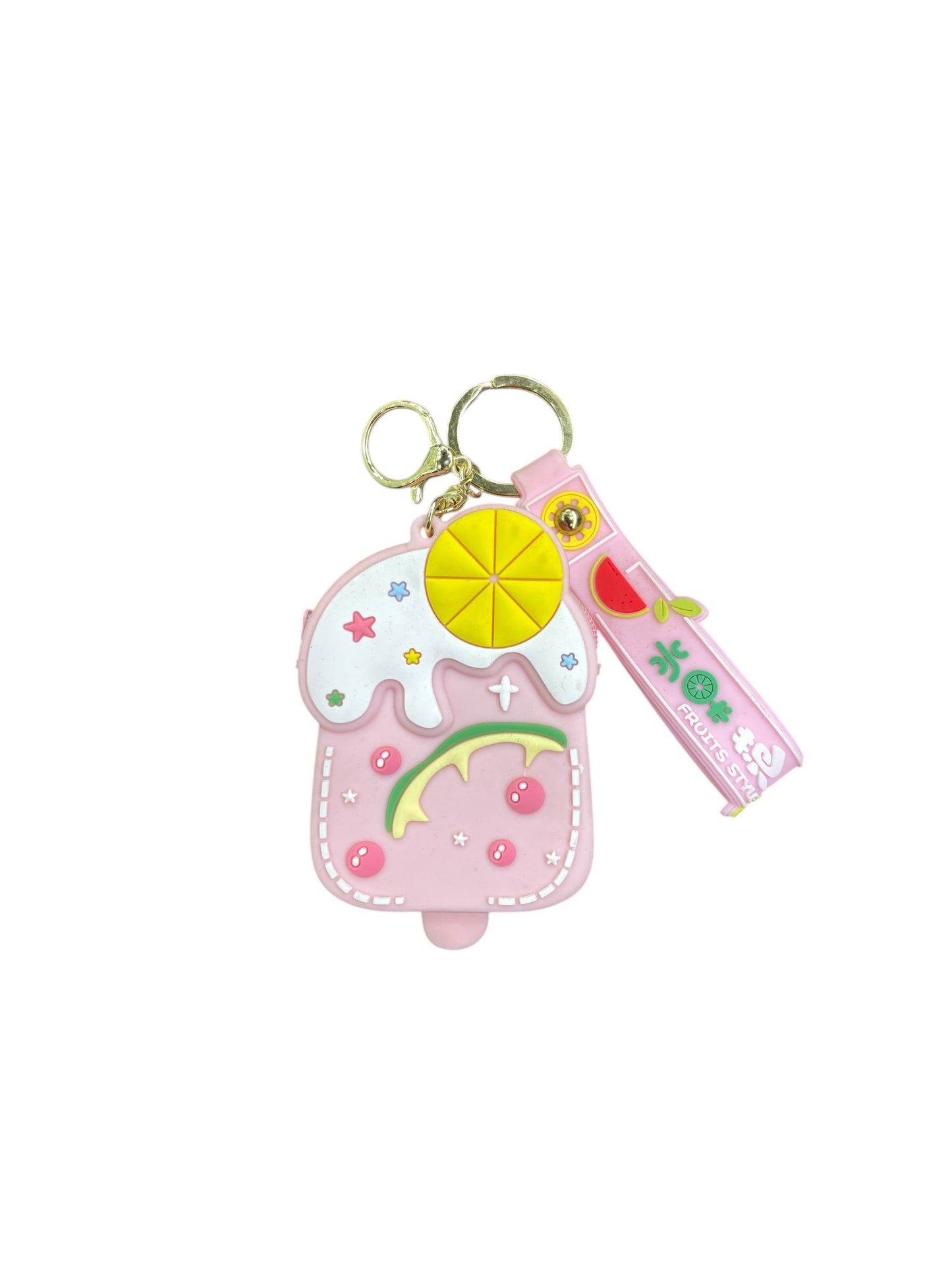 BIGMAN Fruity Popsicle Style Mini Zipper Pouch Soft Silicon Keychain