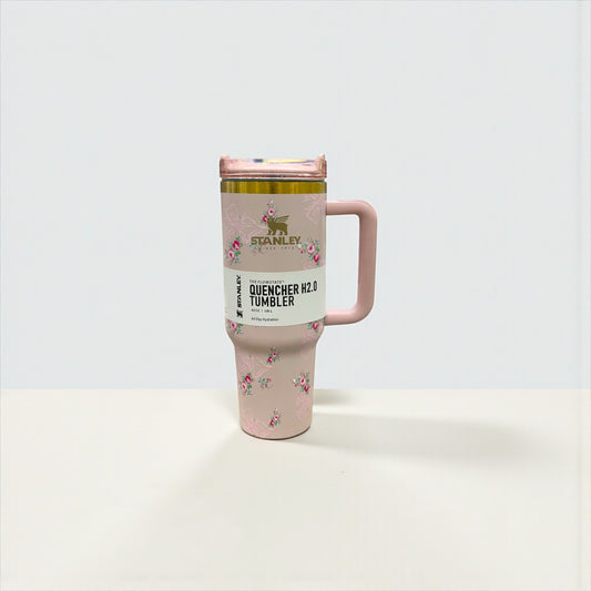 BIGMAN Pink Floral Bow Stanley Quencher Tumbler 40oz