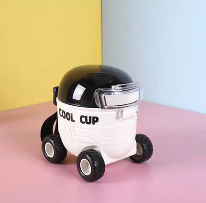 BIGMAN TurboSip Car Tumbler with Straw & Strap Handle – Creative Car-Shaped Sipper Cup for Kids & Adults,  Portable Drink Bottle for Juice, Water & Milk (Fun Gift Design)