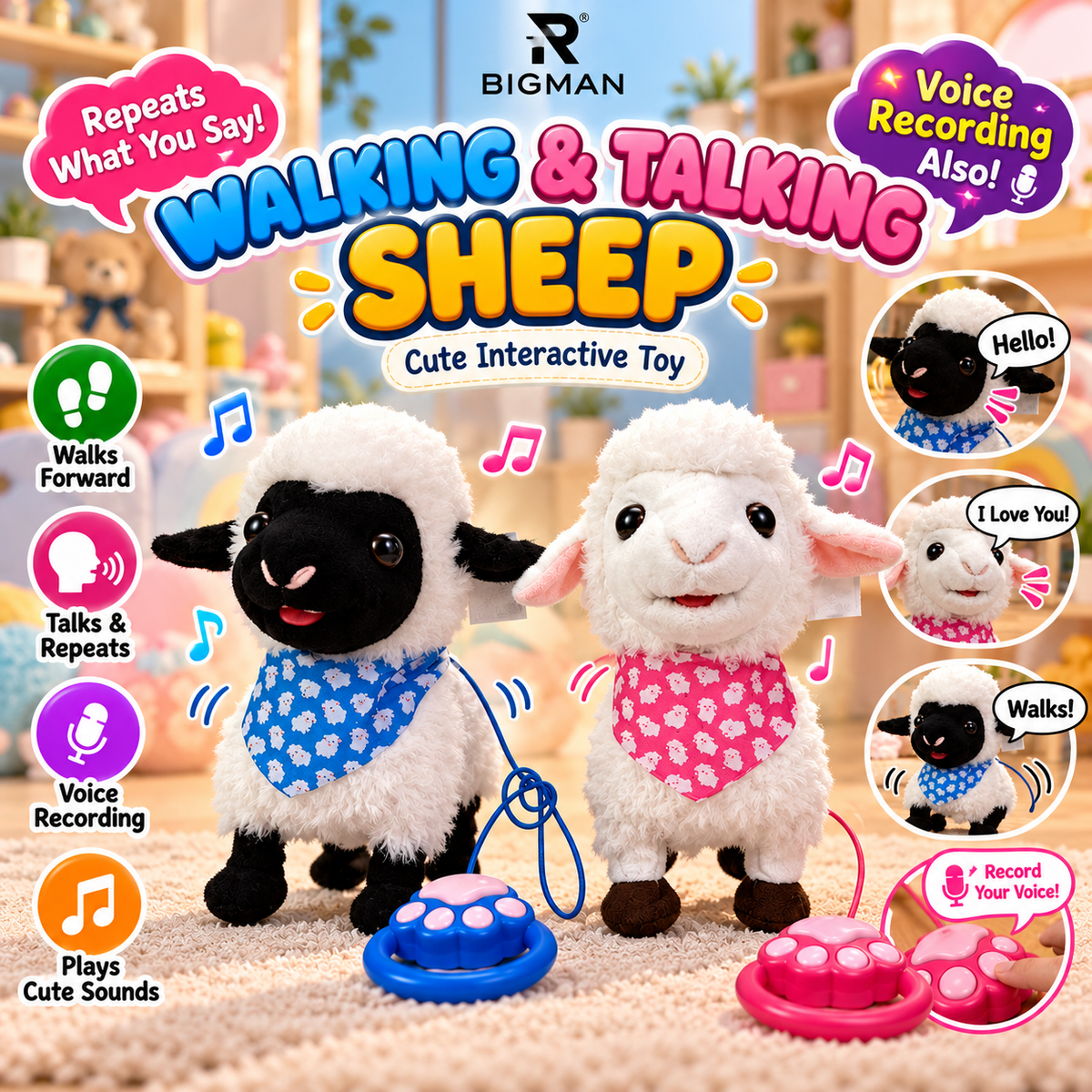 Bigman Walking & Talking Sheep Toy