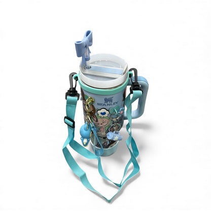 BIGMAN Blue Labubu Stanley Tumbler 40oz With Accessories