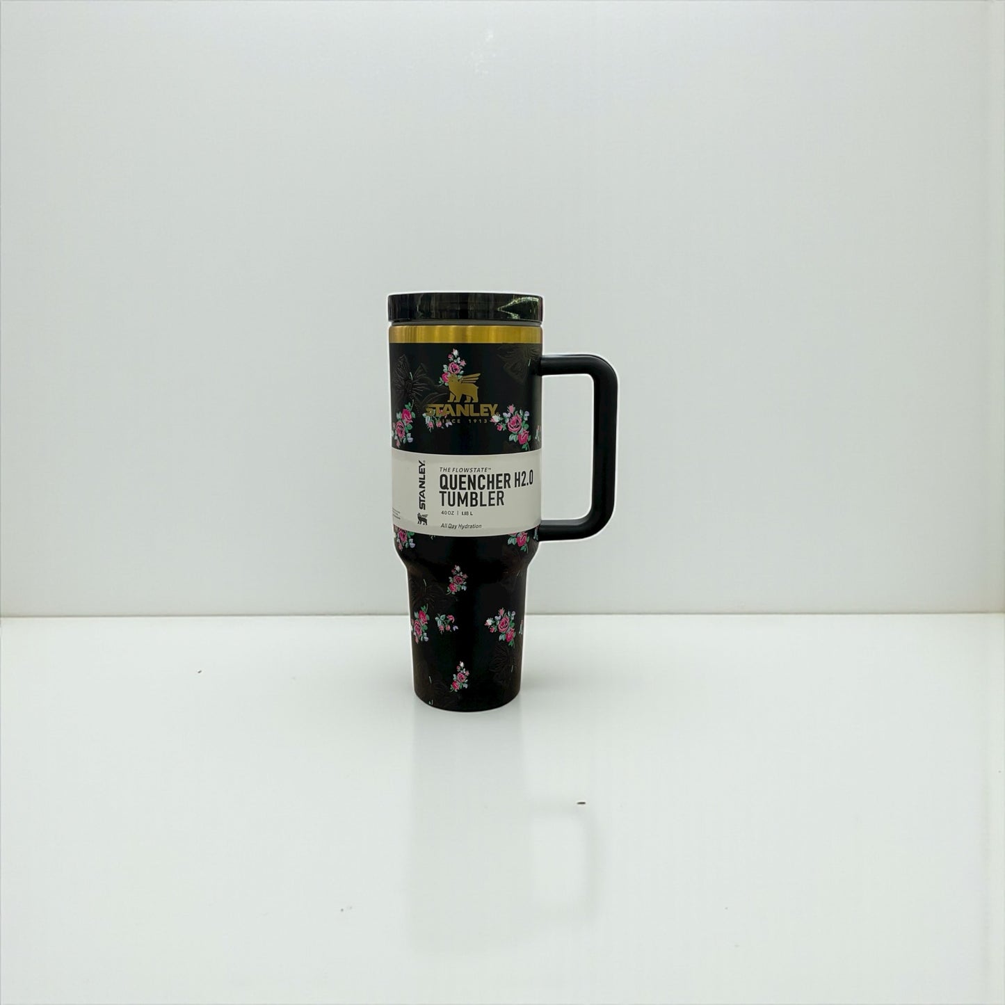 BIGMAN Black Floral Stanley Quencher Tumbler 40oz