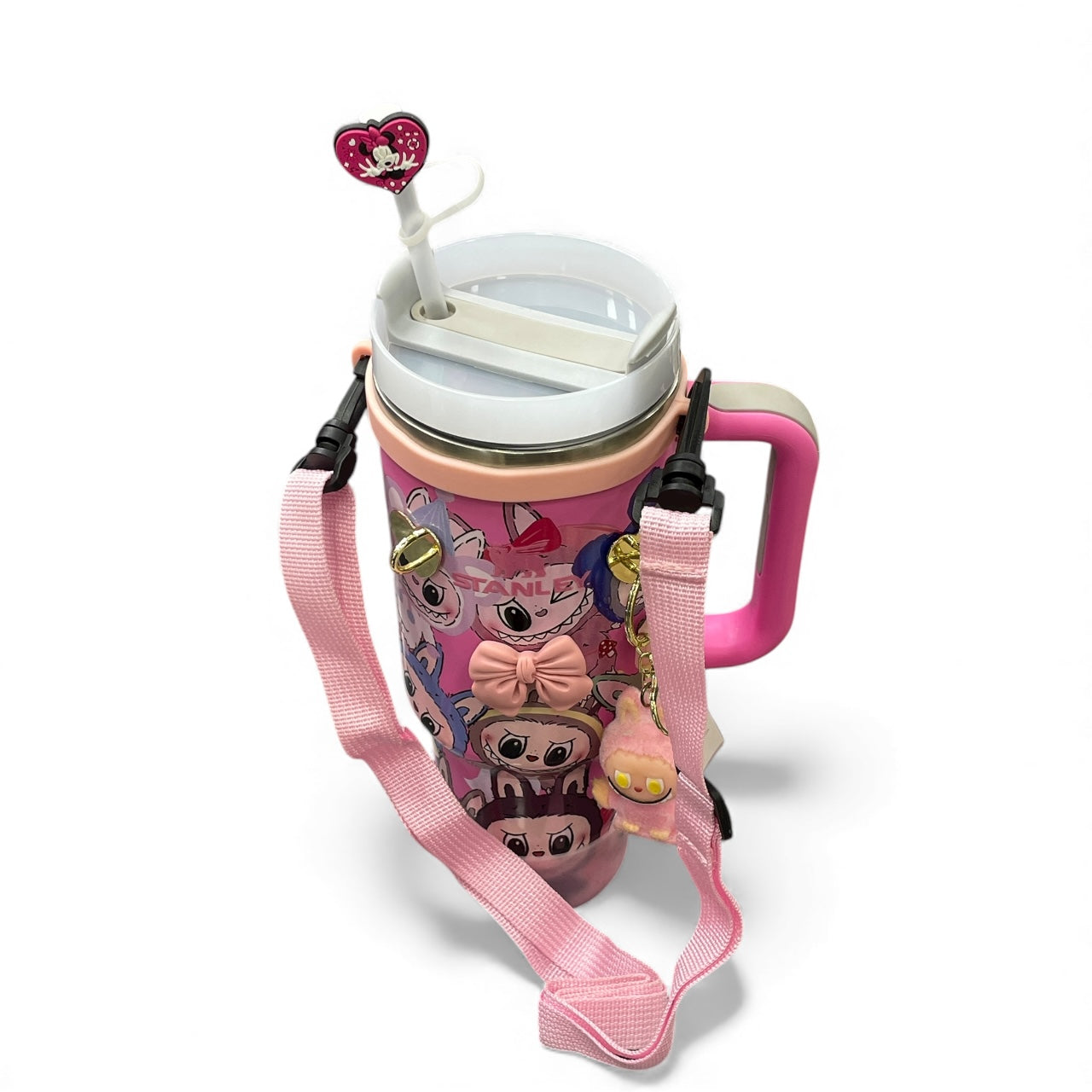 BIGMAN Pink Labubu Stanley Tumbler 40oz With Accessories