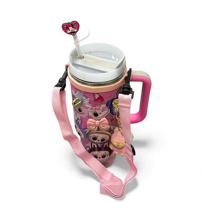 BIGMAN Pink Labubu Stanley Tumbler 40oz With Accessories