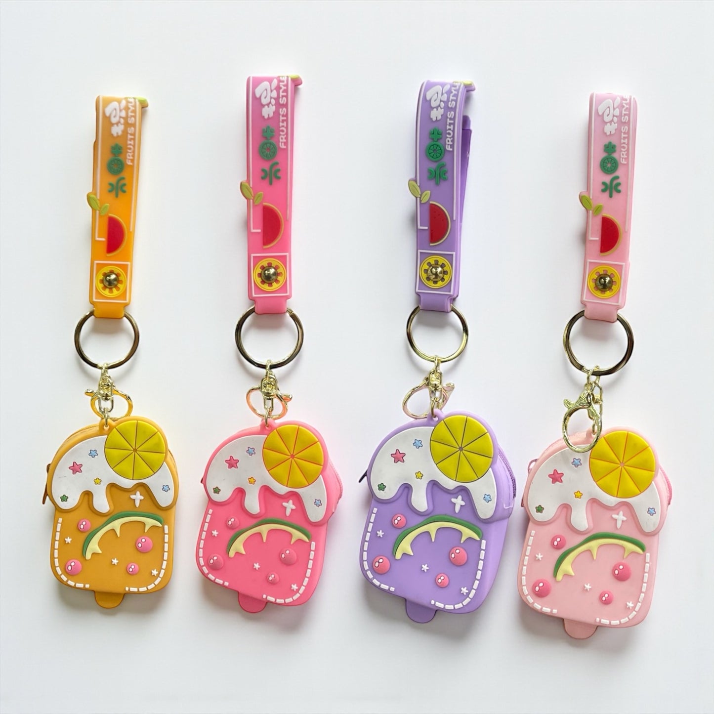 BIGMAN Fruity Popsicle Style Mini Zipper Pouch Soft Silicon Keychain