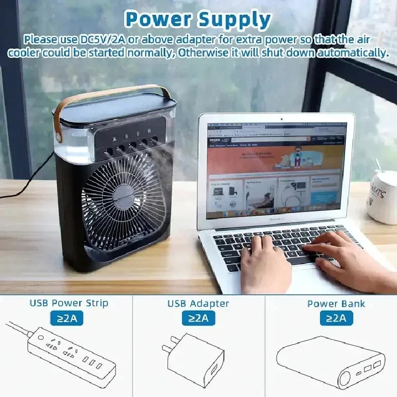 Bigman Premium FrostAir Mini – Portable Air Cooler Fan with Mist Spray, LED Light &amp; Cooling Fan