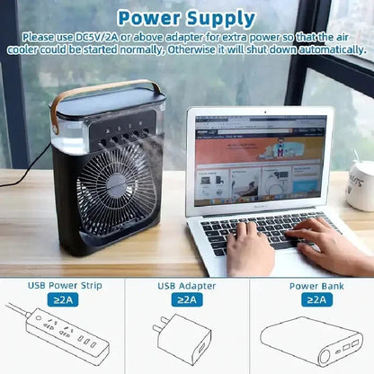 Bigman Premium FrostAir Mini – Portable Air Cooler Fan with Mist Spray, LED Light &amp; Cooling Fan