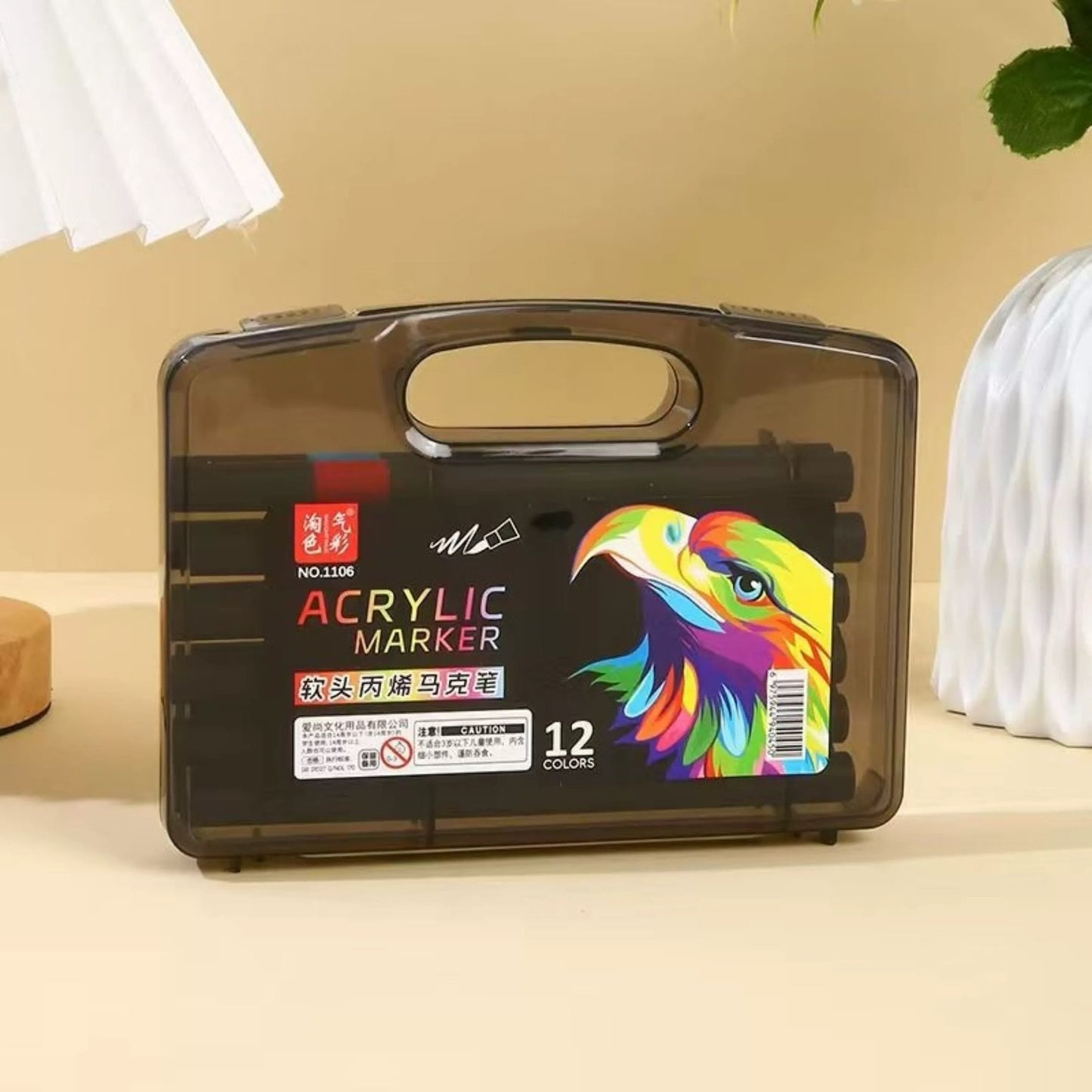 BIGMAN Acrylic Brush Marker Multi-Surface Painting Set Of 12