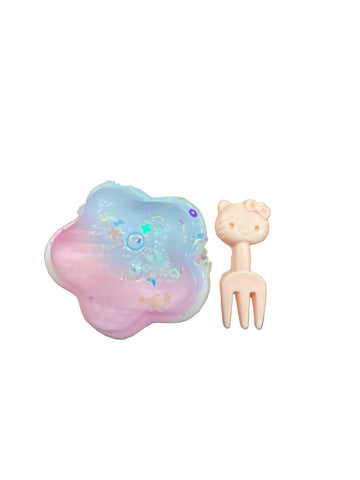 Kawaii Pastel Star Squishy & Cute Cat Fork Set