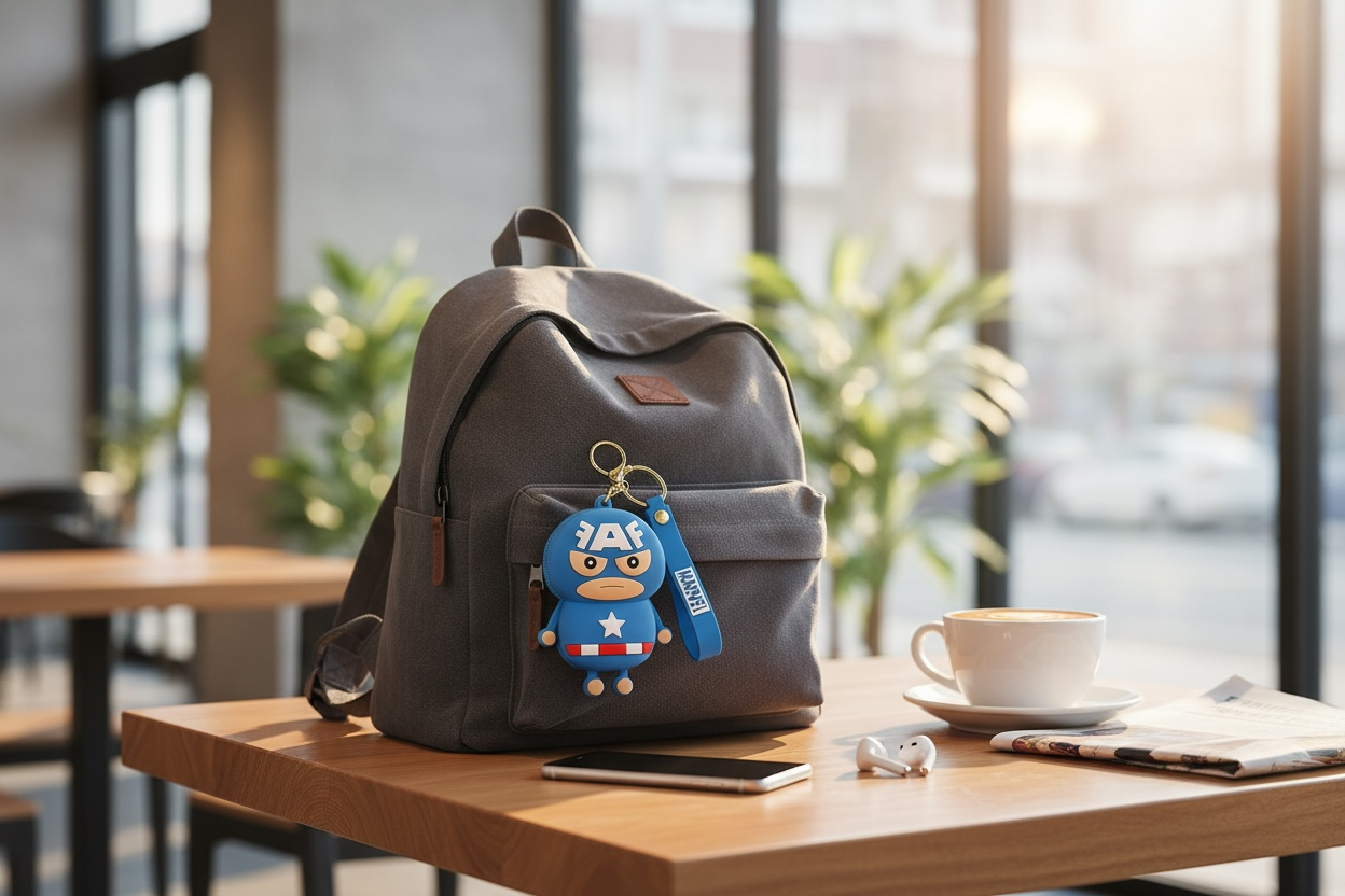 BIGMAN Captain America Mini Zipper pouch soft Silicon Keychain