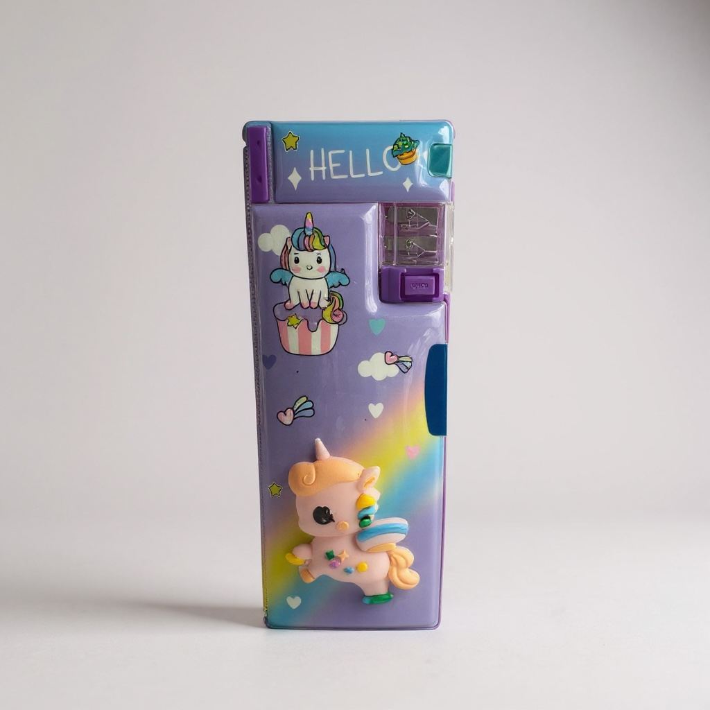 BIGMAN Unicorn Multifunctional Magnetic Double-Sided Pencil Box with Sharpener