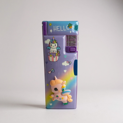 BIGMAN Unicorn Multifunctional Magnetic Double-Sided Pencil Box with Sharpener