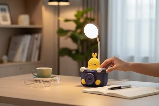 BIGMAN Rechargeable Mini LED Table Lamp with Pen Holder & Sharpener