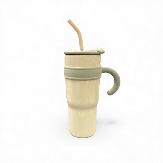 BIGMAN Beige Insulated Travel Tumbler 40oz With Straw